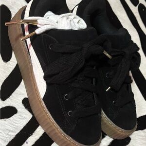 Puma Fenty Black Suede Creepers with Cream Accents & Extra Laces 7 1/2